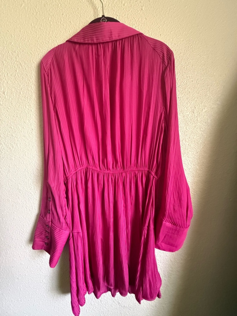Free People Fuchsia Button-Front Mini Dress - Picture 5 of 7